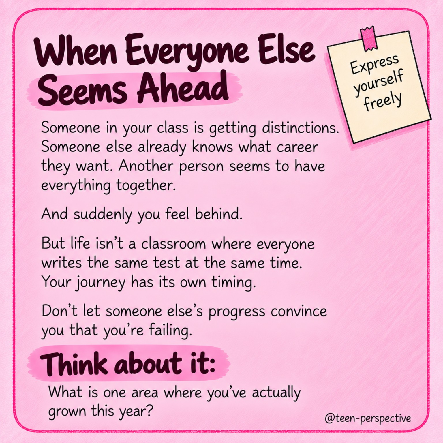 When Everyone Else Seems Ahead — Teen Perspectives prompt