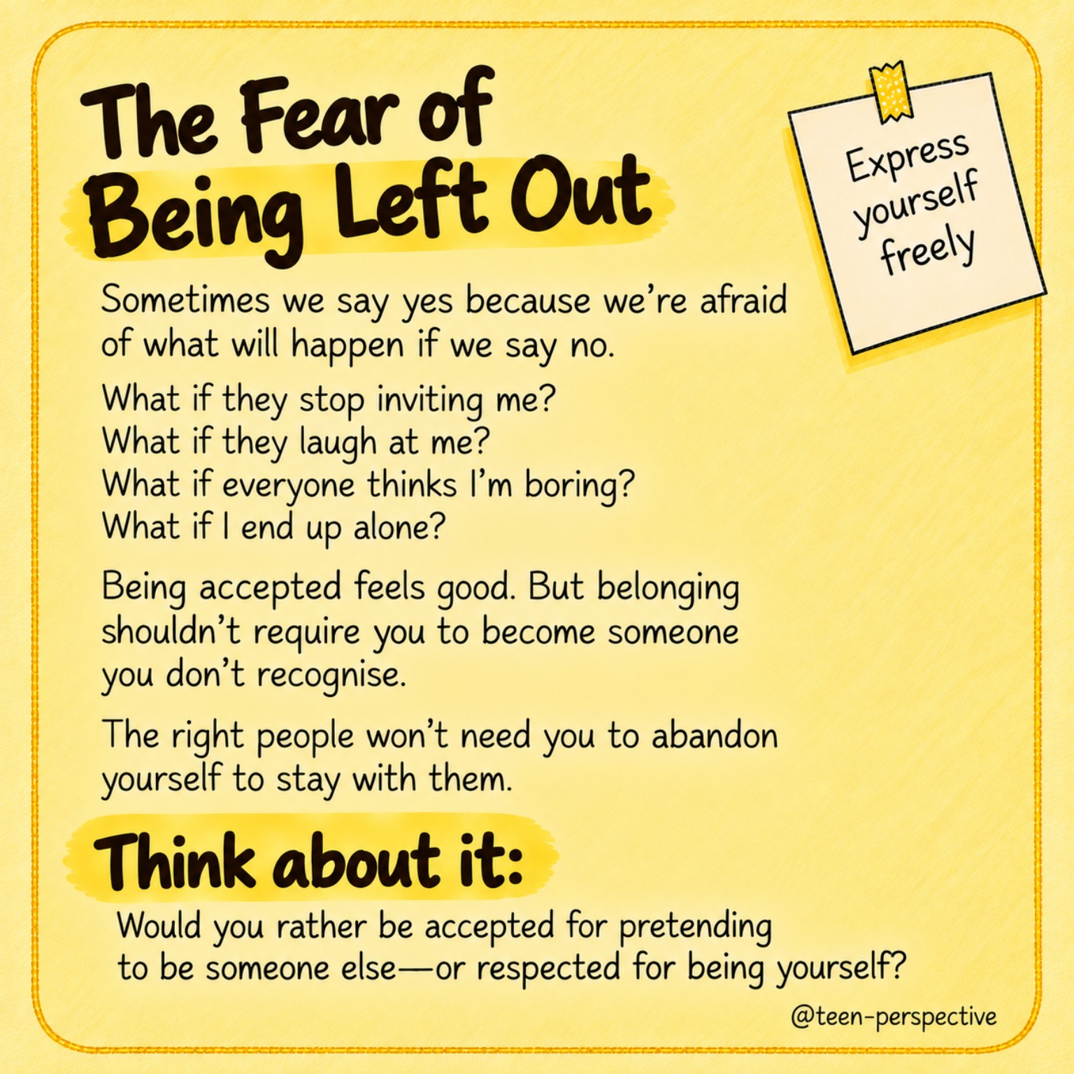 The Fear of Being Left Out — Teen Perspectives prompt