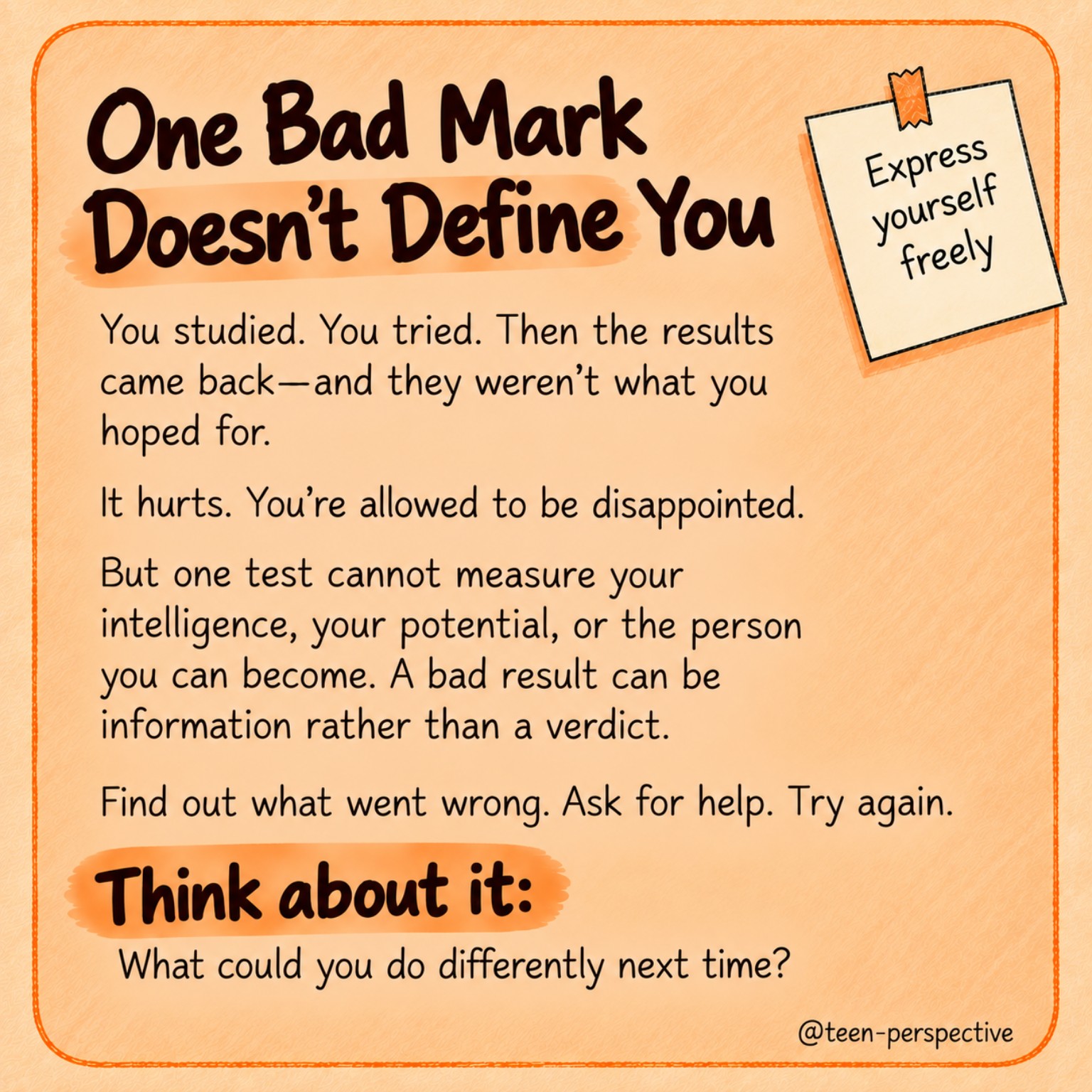 One Bad Mark Doesn’t Define You — Teen Perspectives prompt